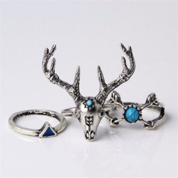 7Pcs/Set Tribal Deer Antler Arrows Ring Set - Picture 4 of 5